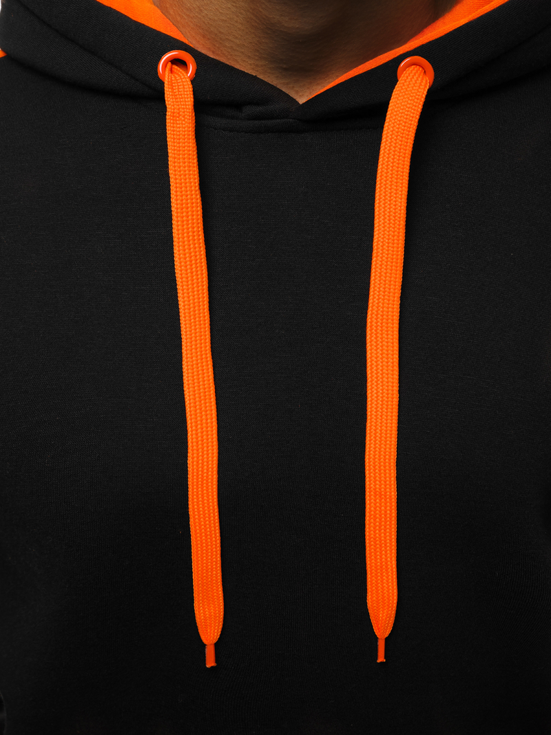 Ανδρικό Φούτερ με Κουκούλα μαύρο-πορτοκαλί OZONEE JS/2012