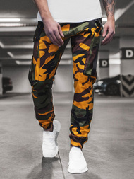 Ανδρικό παντελόνι chino jogger κίτρινο-χακί OZONEE O/11102