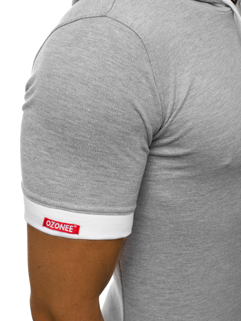 Ανδρικό μπλουζάκι με κουκούλα γκρι OZONEE O/1273Z