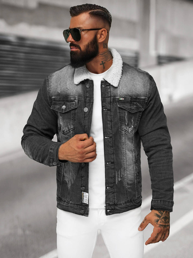 Ανδρικό τζιν μπουφάν σέρπα μαύρο OZONEE NB/MJ513N