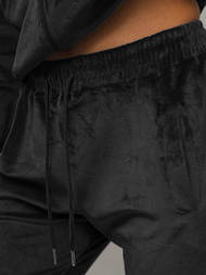 Γυναικείο βελούδινο σετ φόρμας μαύρο OZONEE JS/8C1176/3Z