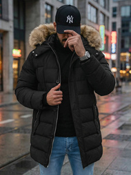 Ανδρικό χειμερινό μπουφάν mαύρος OZONEE JS/5M3122/392Z