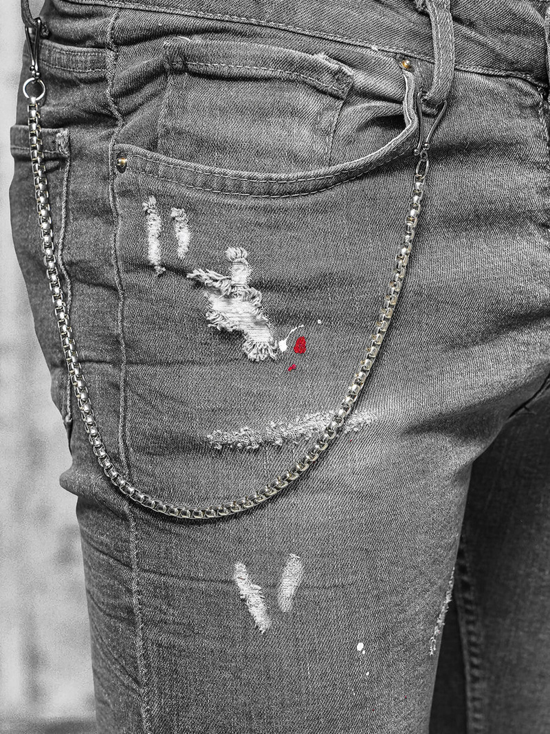 Ανδρικό τζιν παντελόνι Γραφίτης OZONEE O/MB459