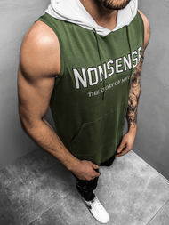 Ανδρικό μπλουζάκι με κουκούλα πράσινο OZONEE MAD/2882Z