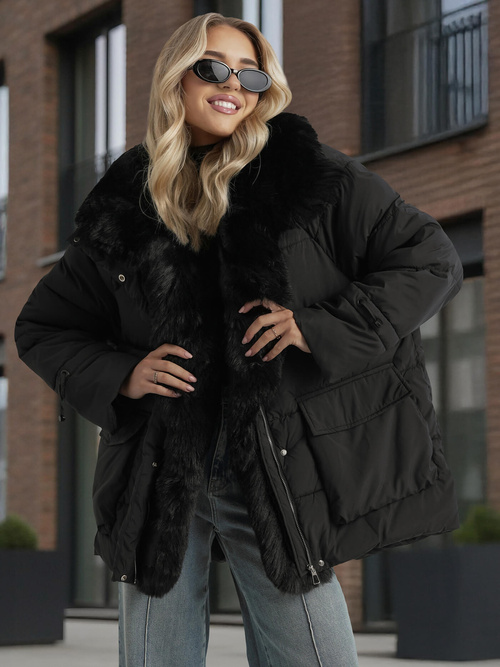 Γυναικείο μπουφάν μαύρο OZONEE JS/16M9185/392