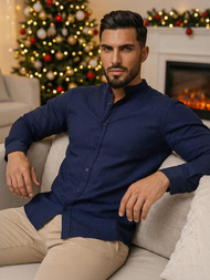 Ανδρικό πουκάμισο ναυτικό μπλε OZONEE O/V69Z