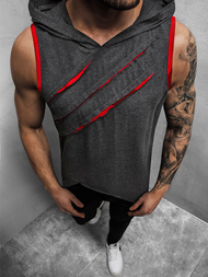 Ανδρικό μπλουζάκι με κουκούλα γραφίτη OZONEE O/1254Z