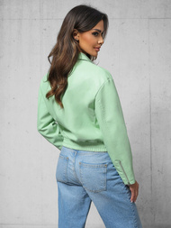 Γυναικείο δερμάτινο μπουφάν mέντα OZONEE O/G116