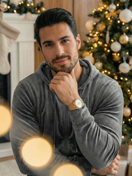 Ανδρικό βελούδινο σετ φόρμας γραφίτη OZONEE JS/8C1169/6Z