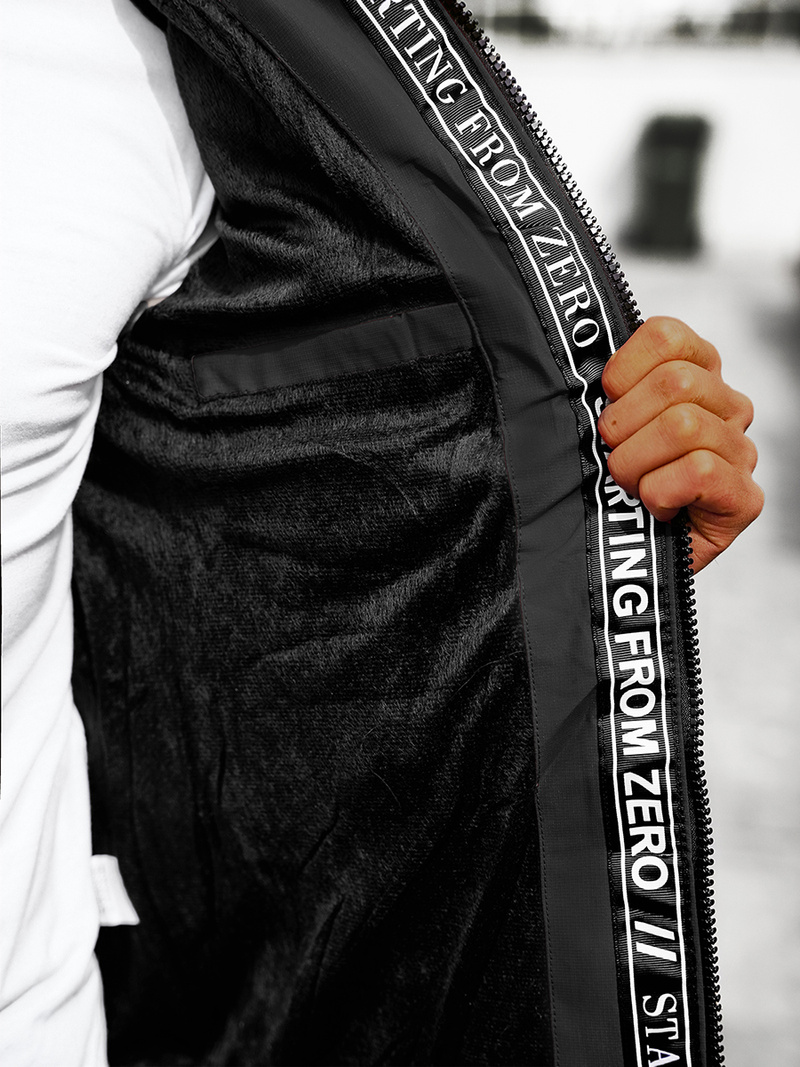 Ανδρικό χειμερινό μπουφάν mαύρος OZONEE JS/M8106