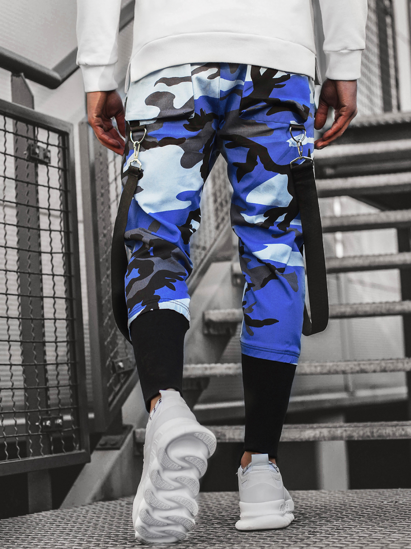 Ανδρικό παντελόνι chino jogger μπλε-μαύρο OZONEE G/11133