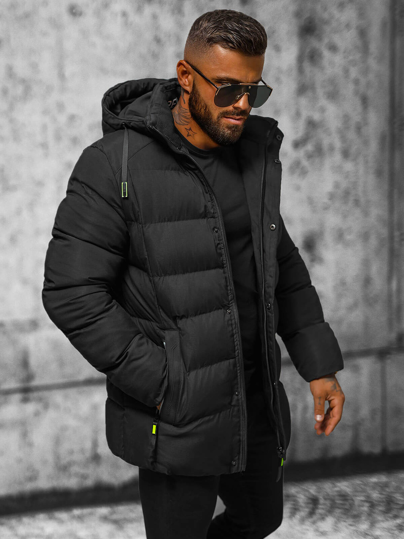 Ανδρικό χειμερινό μπουφάν μαύρο OZONEE JS/22M57/392
