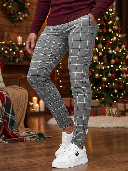 Ανδρικό παντελόνι chino σκούρο-γραφίτη OZONEE DJ/5522Z