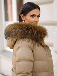 Γυναικείο μπουφάν μπεζ OZONEE JS/5M3298/84