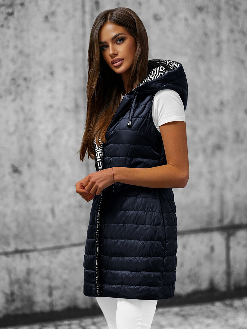 Γυναικείο αμάνικο μπουφάν ναυτικό μπλε OZONEE JS/16M9066/215