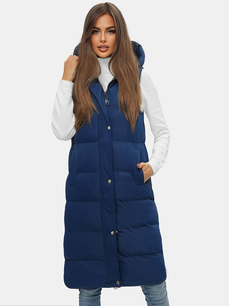 Γυναικείο αμάνικο μπουφάν ναυτικό μπλε OZONEE JS/M728/215