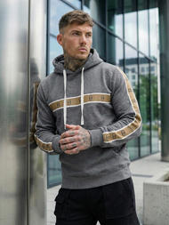 Ανδρικό Φούτερ με Κουκούλα γραφίτη OZONEE JS/8B1729/5Z