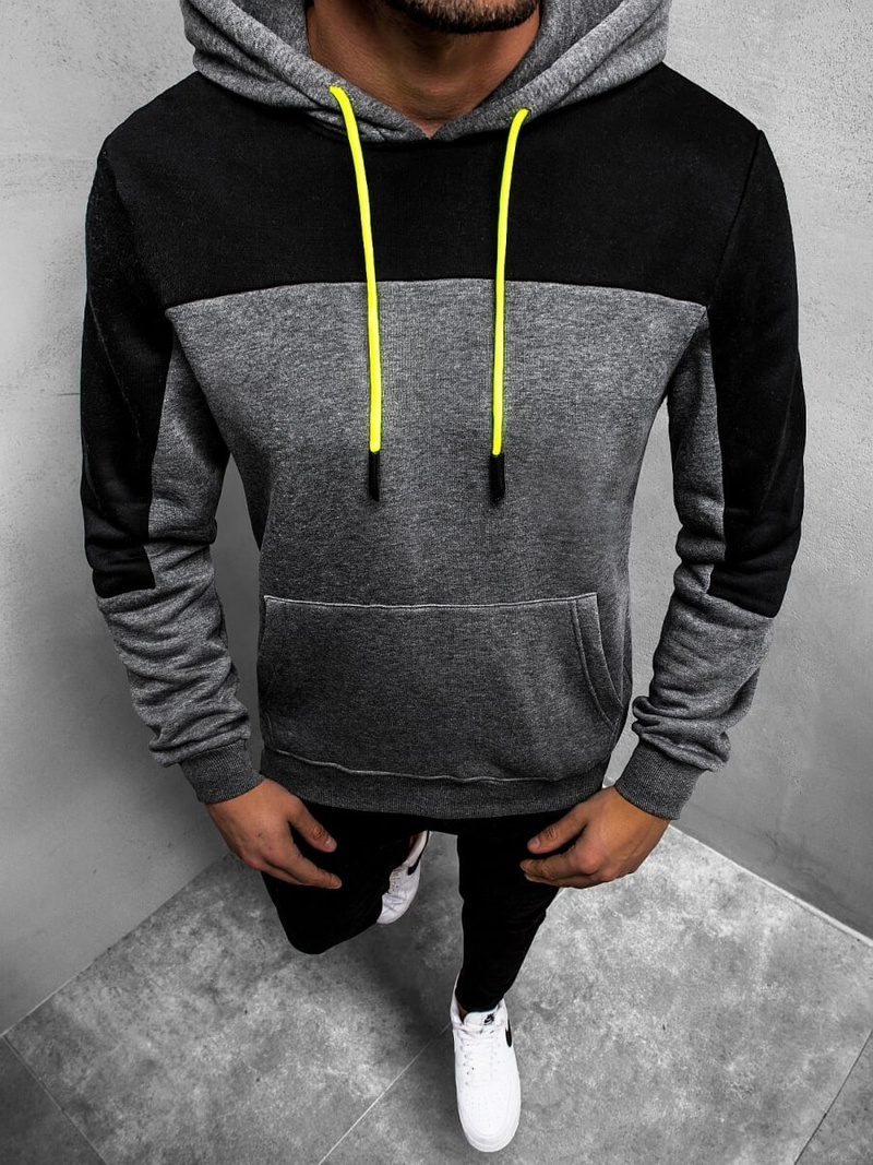 Ανδρικό φούτερ με κουκούλα γραφίτη OZONEE JS/KS2168Z