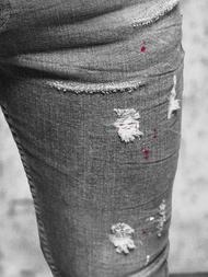 Ανδρικό τζιν παντελόνι Γραφίτης OZONEE O/MB459