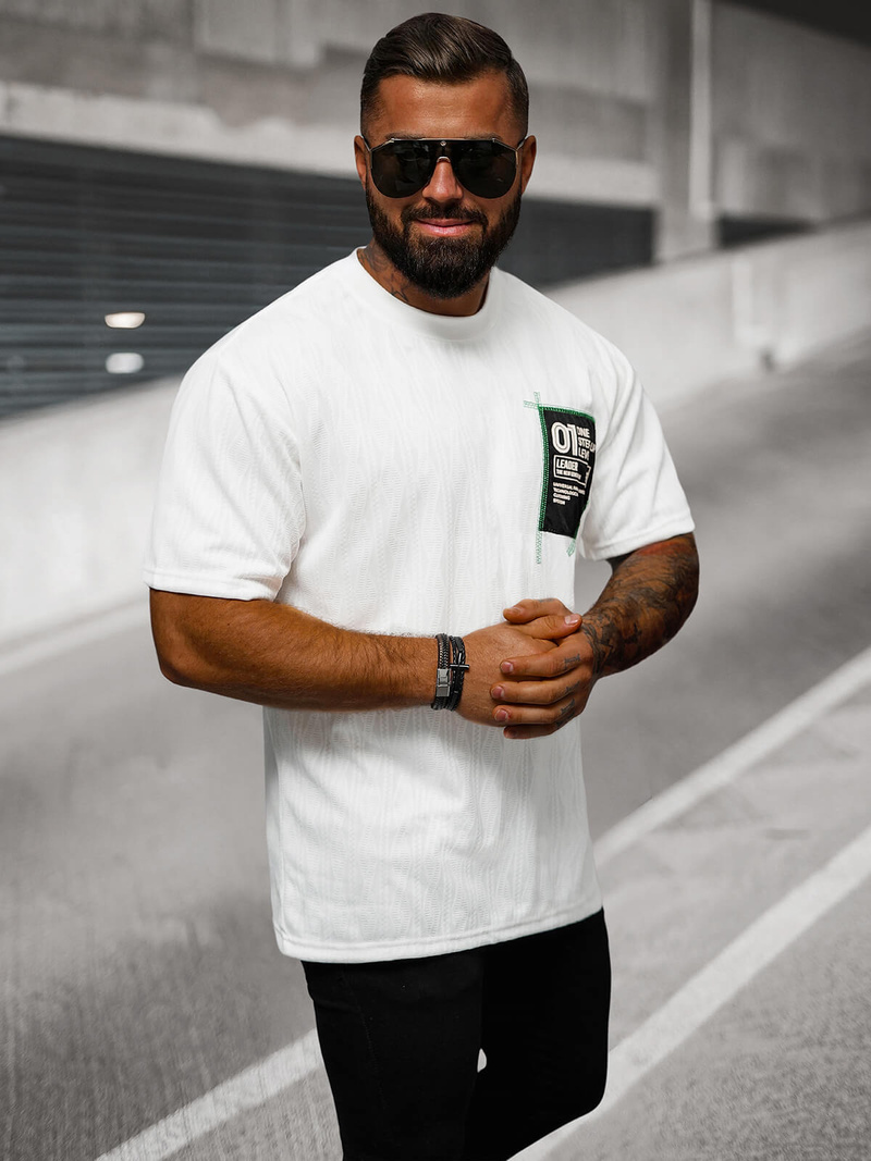 Ανδρικό μπλουζάκι λευκό OZONEE O/3C333