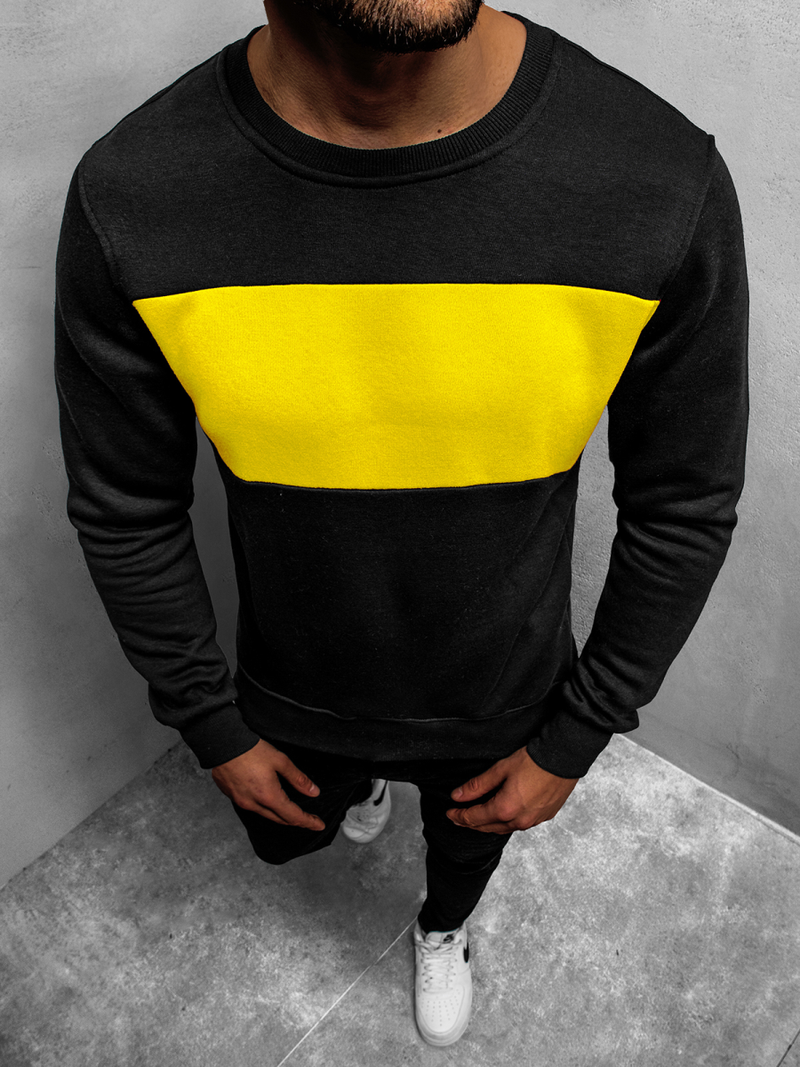 Ανδρικό Φούτερ μαύρο-κίτρινο OZONEE JS/2020/33Z