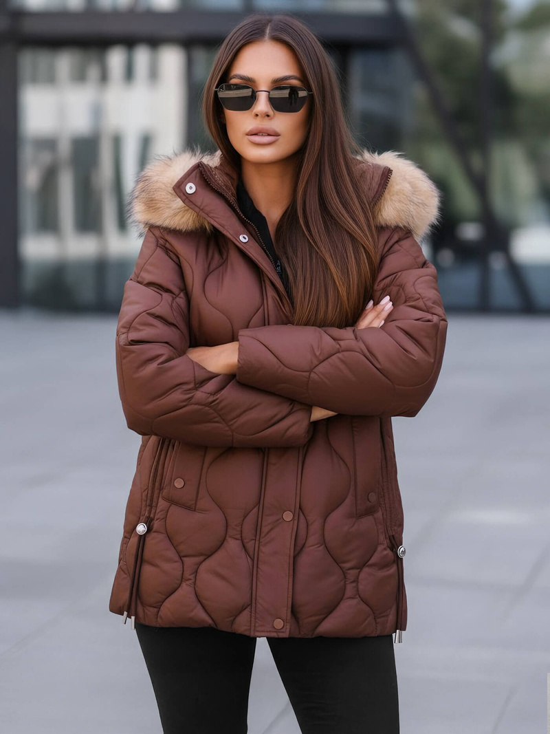 Γυναικείο μπουφάν Σοκολάτα OZONEE JS/5M3226/158Z