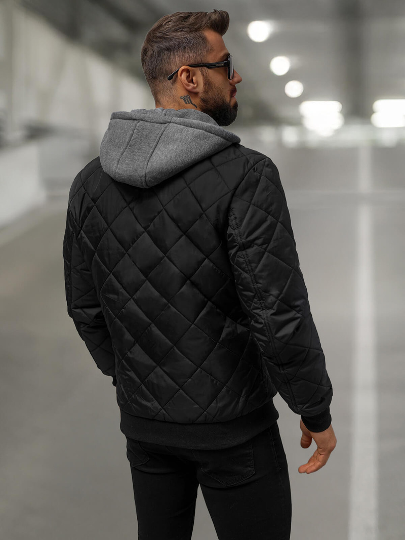 Ανδρικό μπουφάν μαύρο OZONEE JS/8M986/392