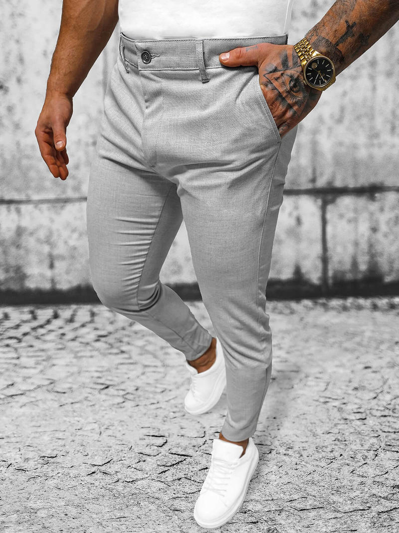 Ανδρικό παντελόνι chino γκρι OZONEE O/4000