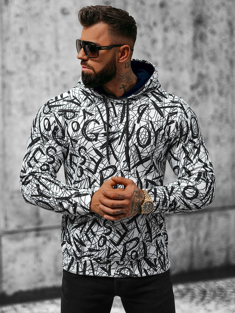 Ανδρικό Φούτερ με ασπρό-μαύρο OZONEE O/3503BZZ