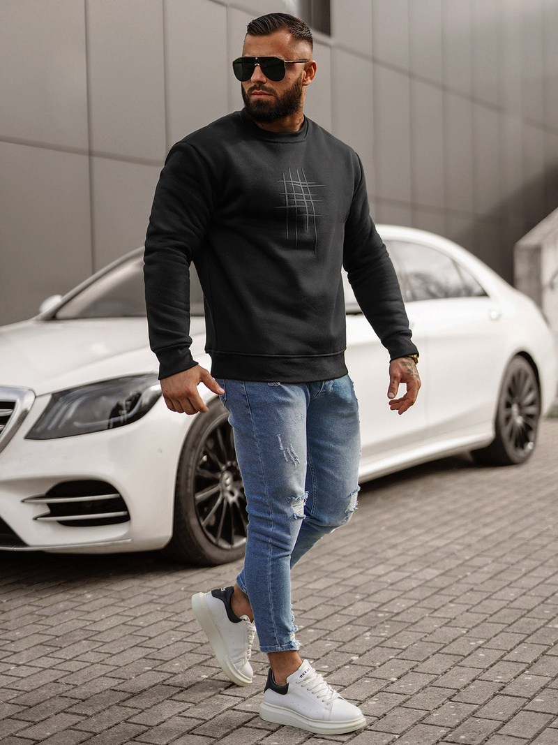 Ανδρικό Φούτερ μαύρο OZONEE JS/8B1361/3