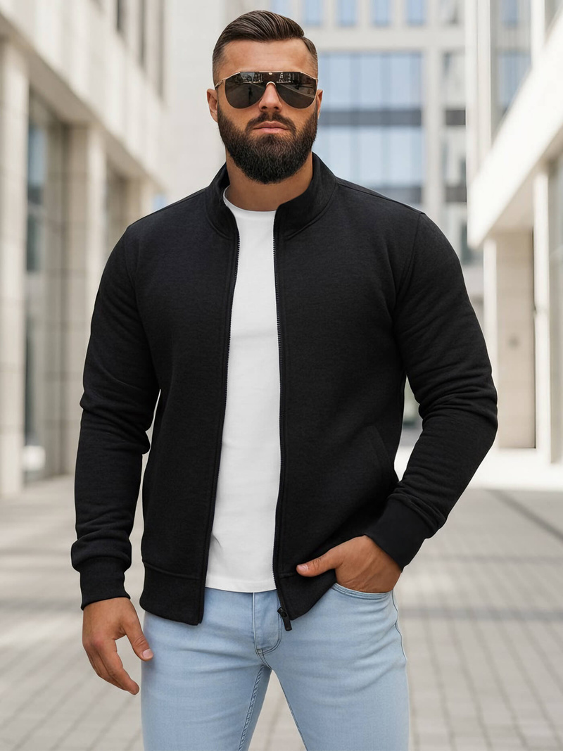 Ανδρικό φούτερ με φερμουάρ μαύρο OZONEE JS/2002Z