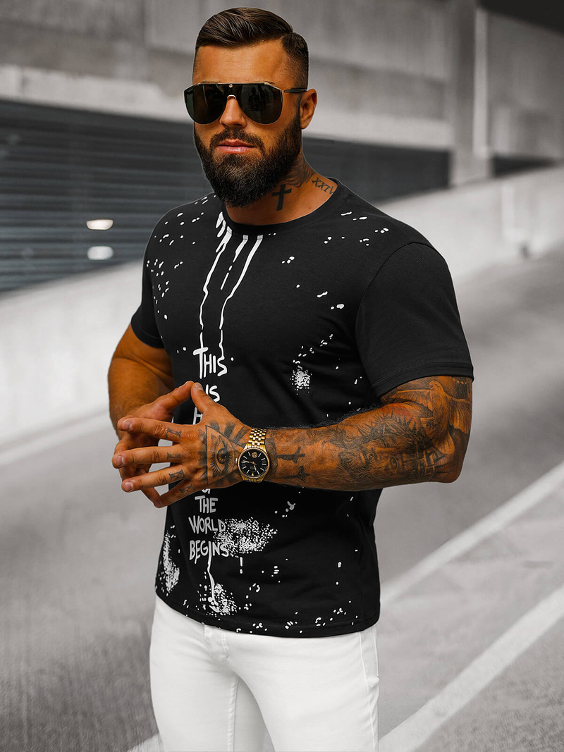 Ανδρικό μπλουζάκι μαύρο OZONEE O/8T1259/3