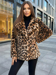 Γυναικεία μπουφάν σε μπεζ-καφέ χρώμα OZONEE JS/61M8500/158Z