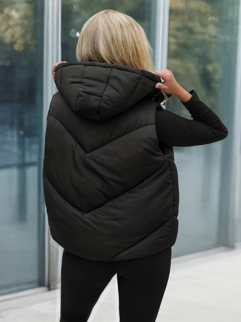 Γυναικείο αμάνικο μπουφάν mαύρος OZONEE JS/16M9291/392