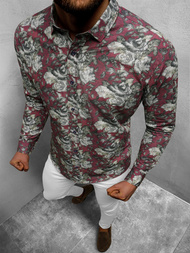 Ανδρικό πουκάμισο μπορντό OZONEE O/3322