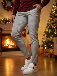 Ανδρικό παντελόνι chino γκρι OZONEE DJ/5505Z