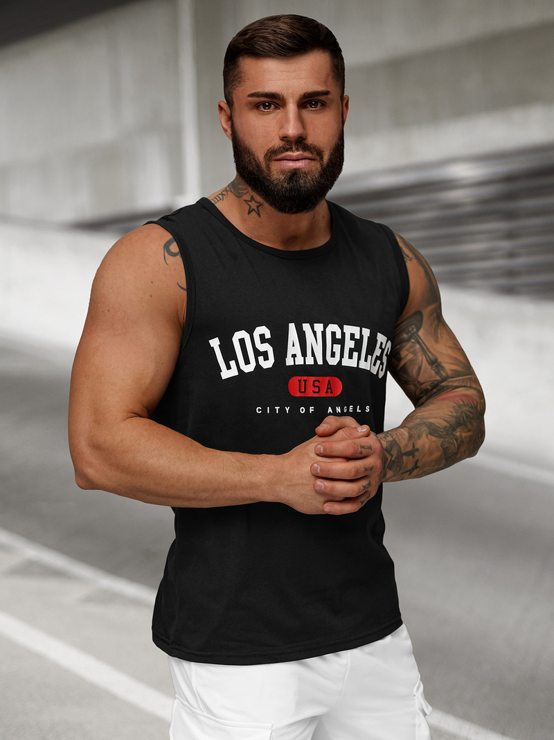 Ανδρικό αμάνικο μπλουζάκι mαύρος OZONEE JS/8B1715/3Z