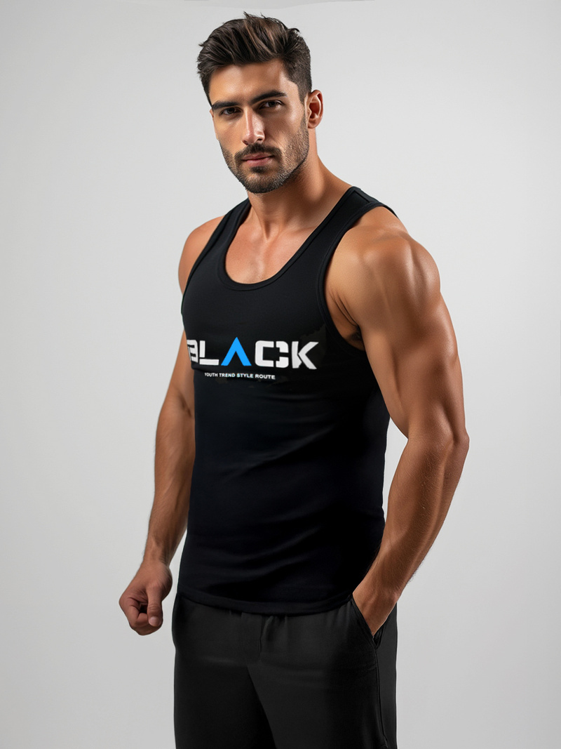 Ανδρικό αμάνικο μπλουζάκι mαύρος OZONEE JS/8B1707/3