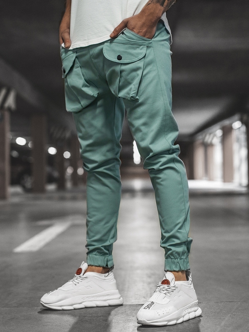 Ανδρικό παντελόνι chino jogger μέντα OZONEE G/11144