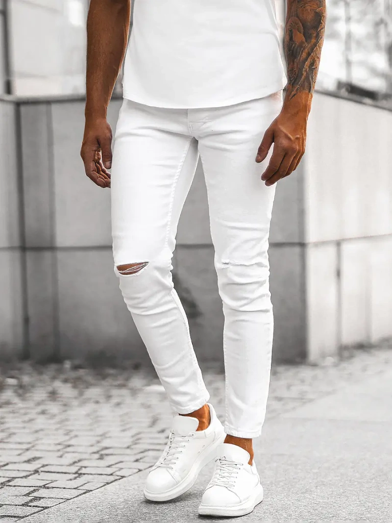 Ανδρικό τζιν παντελόνι λευκό OZONEE E/5391/01Z