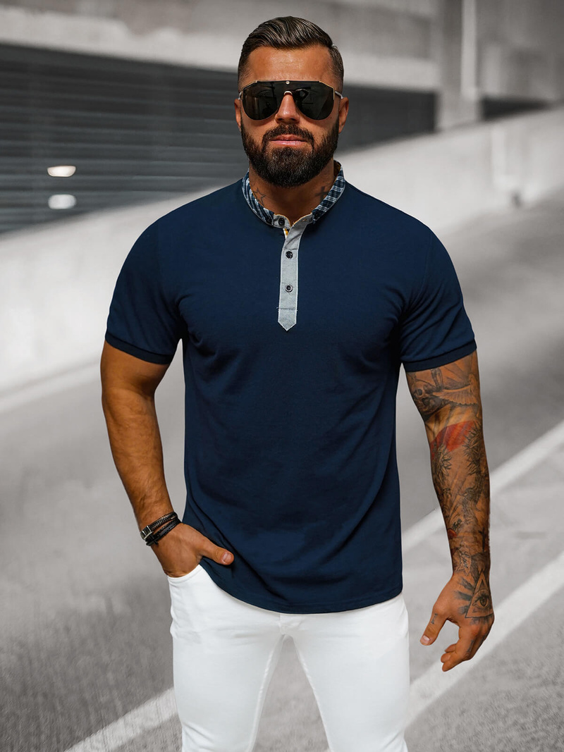 Ανδρική μπλούζα polo ναυτικό μπλε OZONEE O/DA803