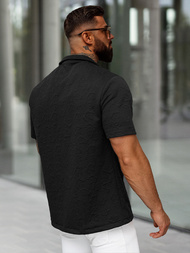 Ανδρικό πουκάμισο με κοντό μανίκι μαύρο OZONEE O/B2258