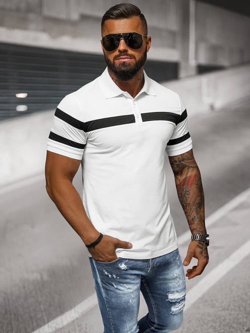 Ανδρική μπλούζα polo λευκό OZONEE NB/MT3108