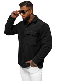 Ανδρικό πουκάμισο mαύρος OZONEE O/GOM23040