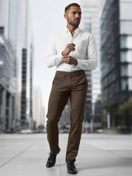 Ανδρικό παντελόνι chino καφέ OZONEE V/5100