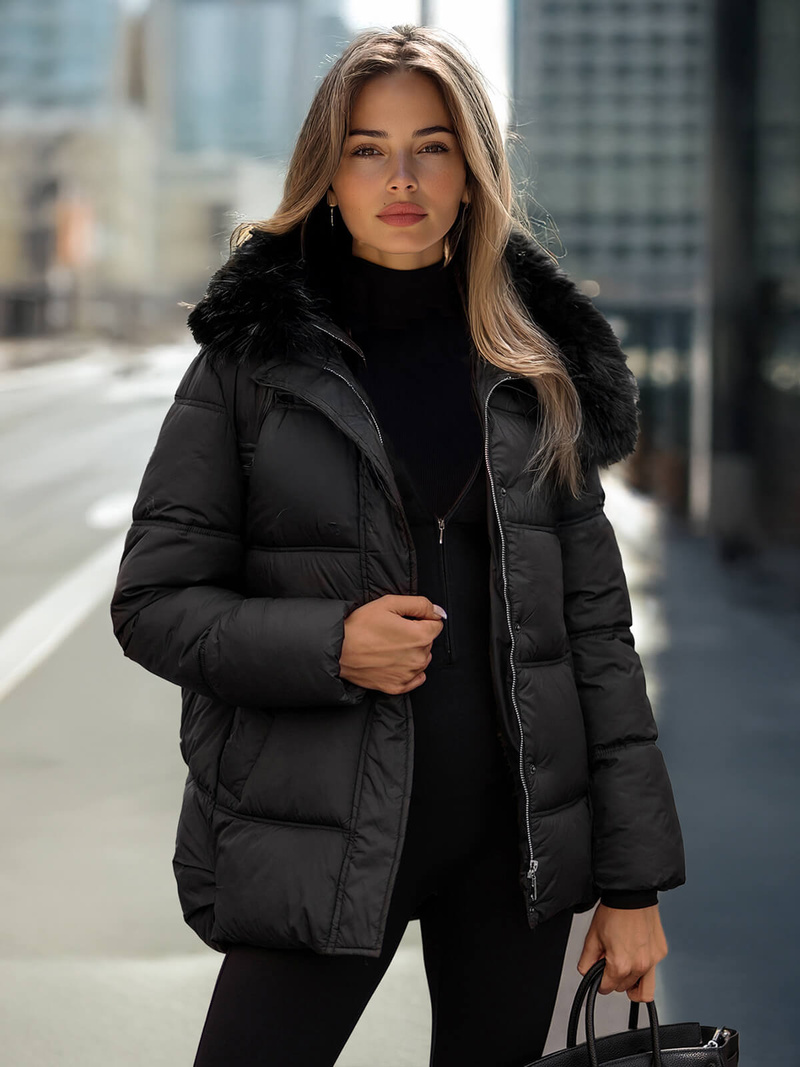 Γυναικείο χειμερινό μπουφάν μαύρο OZONEE JS/5M3256/392Z