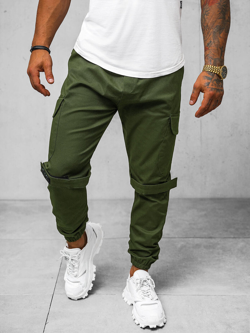 Ανδρικό παντελόνι chino jogger χακί OZONEE O/G3014Z
