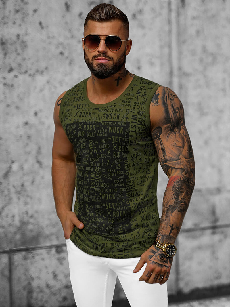 Ανδρικό αμάνικο μπλουζάκι Πράσινος OZONEE O/T103/29