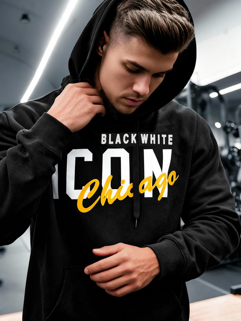 Ανδρικό Φούτερ με Κουκούλα μαύρο OZONEE JS/8B1736/3