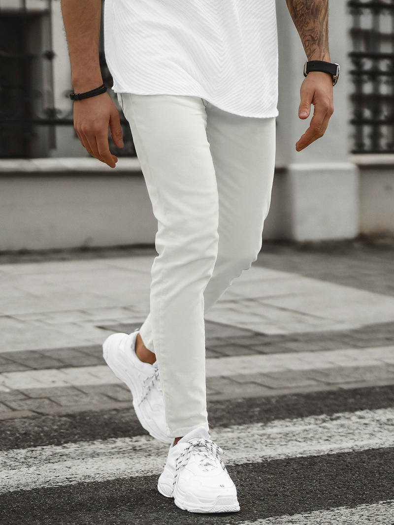 Ανδρικό τζιν παντελόνι εκρού OZONEE E/5171/01